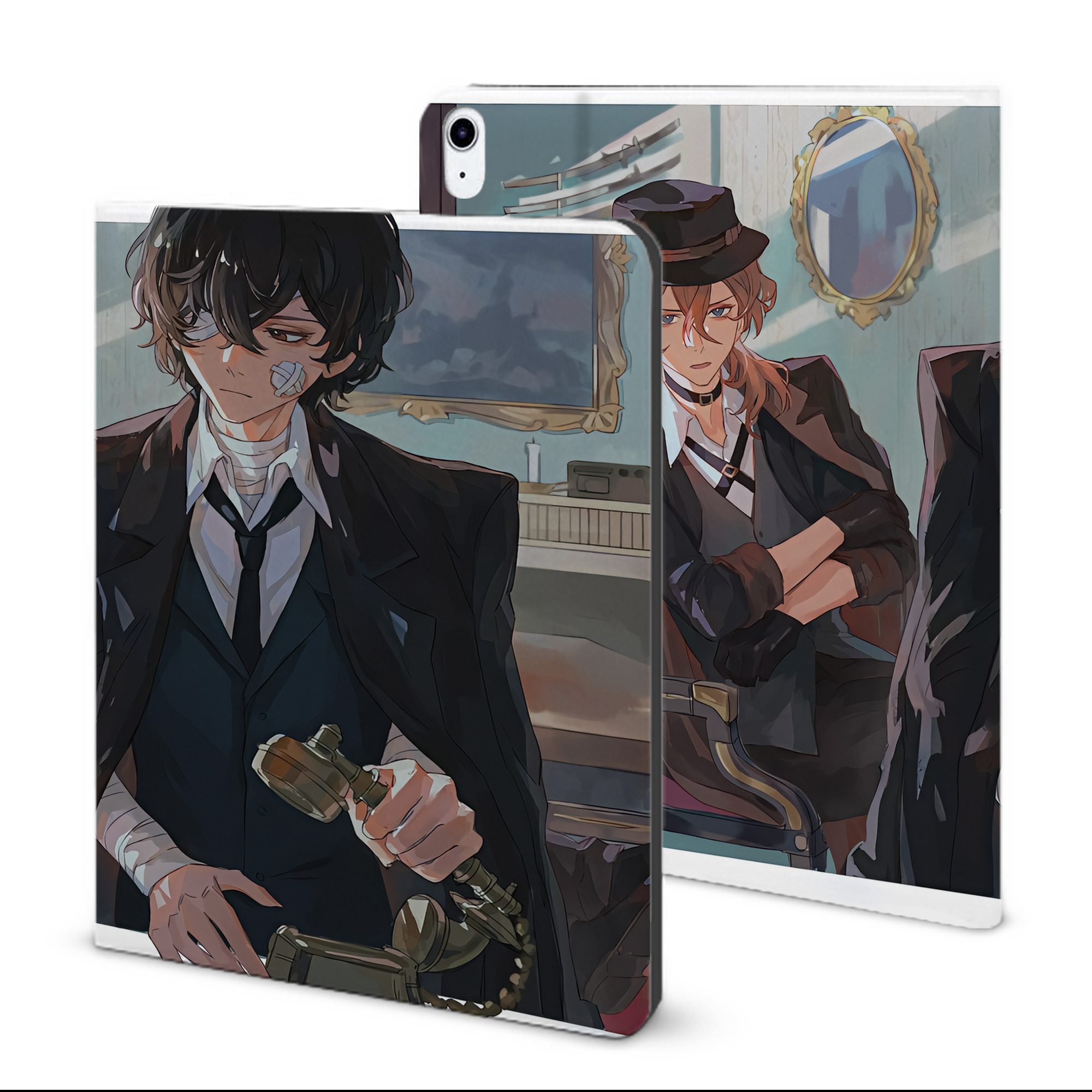 （画像用） 文豪ストレイドッグス Bungo Stray Dogs IPad ケース ブック型 PUレザー TPU 耐衝撃 軽量 薄型 ペン収納なし 全面保護 IPad 各モデル対応